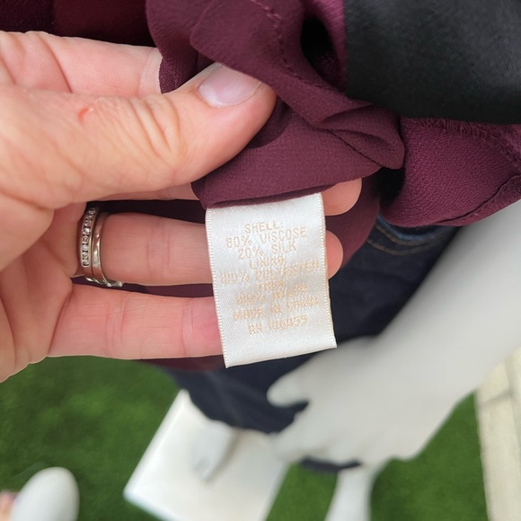 Gold Hawk Silk Blend Burgundy V-Neck Cami with Black contrast - Picture 7 of 7